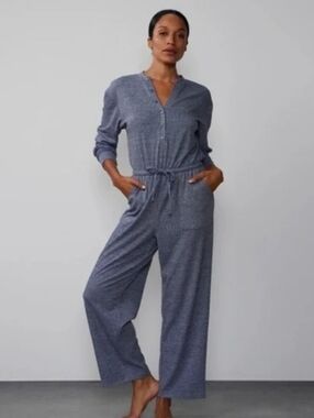 Like New New York & Co Brushed Soft Hacci Jumpsuit Wide Leg Large